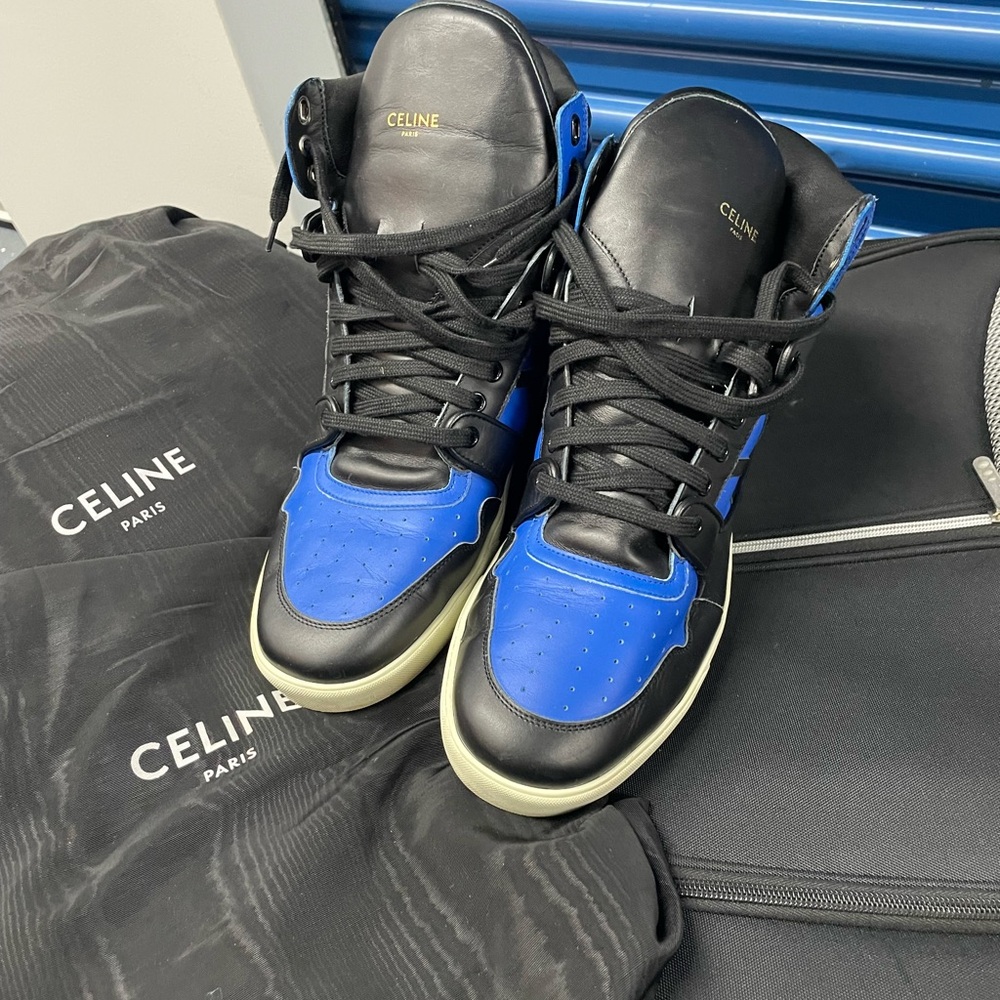 Celine Black and Blue High-Top Sneakers
